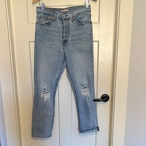 Levi's Light Blue Distressed Ankle Jeans